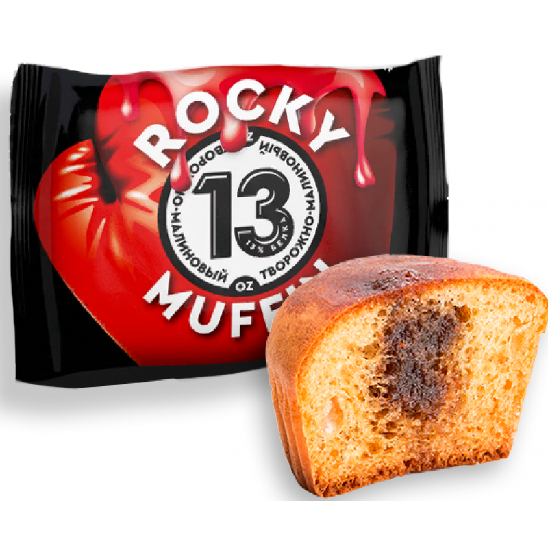 Protein Rex Rocky kohupiima muffin vaarika täidisega 55 g